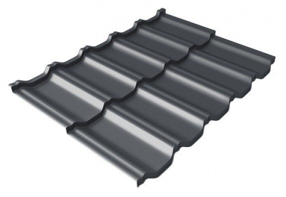 Металлочерепица модульная Квинта Uno Grand Line c 3D резом 0,5 Satin Мatt RAL 7024 мокрый асфальт купить в Нефтекамске