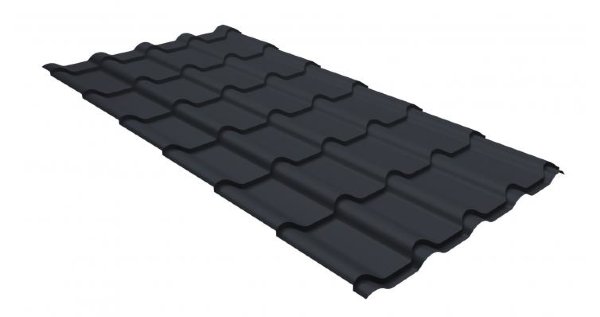 Металлочерепица камея GL 0,5 GreenCoat Pural matt RR 23 темно-серый (RAL 7024 мокрый асфальт) купить в Нефтекамске
