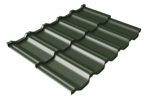 Металлочерепица модульная Квинта Uno Grand Line c 3D резом 0,5 GreenСoat Pural RR 11 темно-зеленый (RAL 6020 хромовая зелень) купить в Нефтекамске