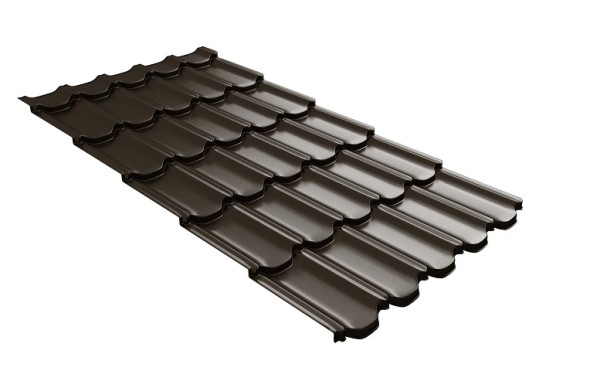 Металлочерепица квинта плюс с 3D резом 0,5 GreenСoat Pural Matt RR 32 темно-коричневый (RAL 8019 серо-коричневый) купить в Нефтекамске