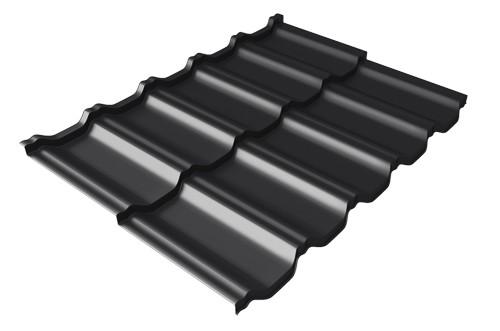 Металлочерепица модульная Квинта Uno Grand Line c 3D резом 0,5 Satin Мatt RAL 9005 черный купить в Нефтекамске