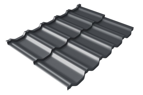 Металлочерепица модульная Квинта Uno Grand Line c 3D резом 0,5 Satin RAL 7024 мокрый асфальт купить в Нефтекамске